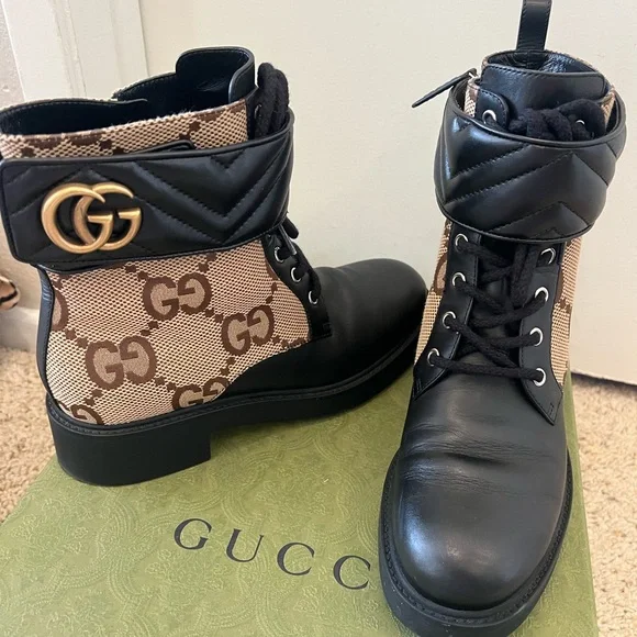 Gucci Black and Tan Moto Boots - Picture 5 of 6